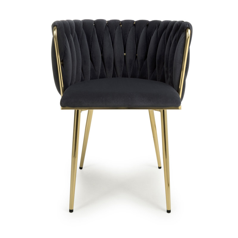 Aarnoud 48cm H Upholstered Side Chair, Black Velvet 