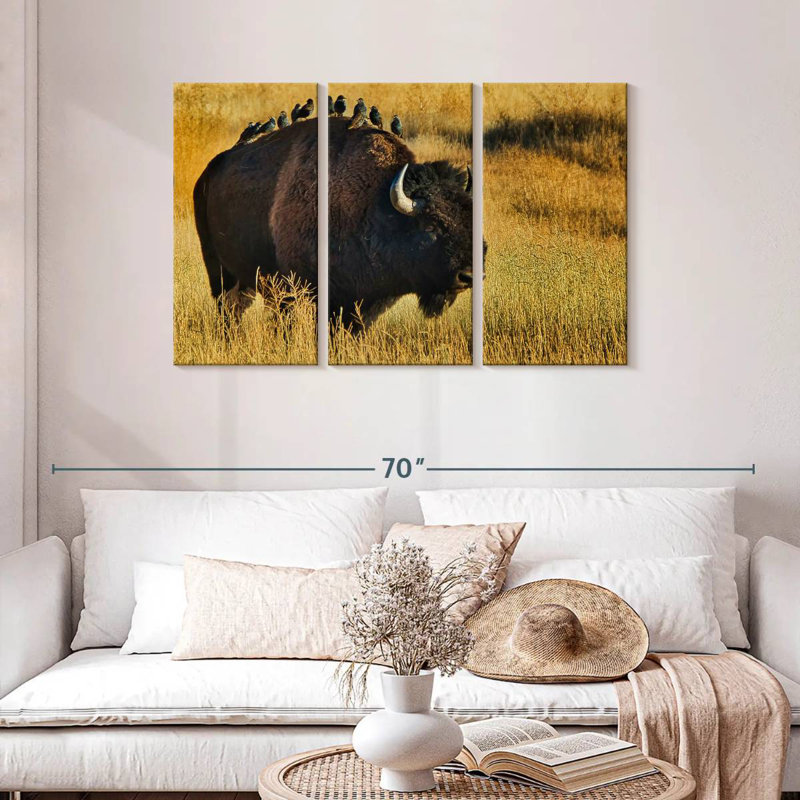 Brampt Birds On Bison, 28" H x 45" W