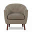 Fauteuil d'appoint Mid-Century, revêtement en tissu beige neutre, capitonné avec des pieds en bois massif espresso pour le salon-1599630943