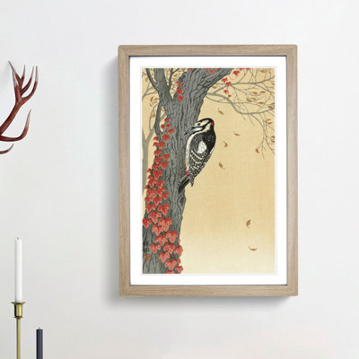 Great Spotted Woodpecker by Ohara Koson - Framed Print