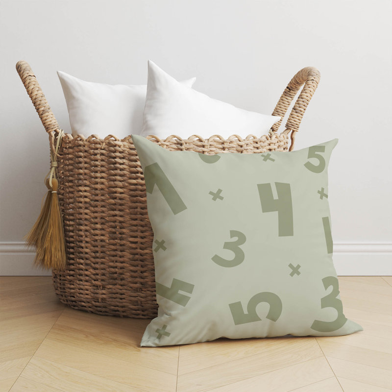 Coussin Numéros, H 16 po x l 16 po, Vert clair
