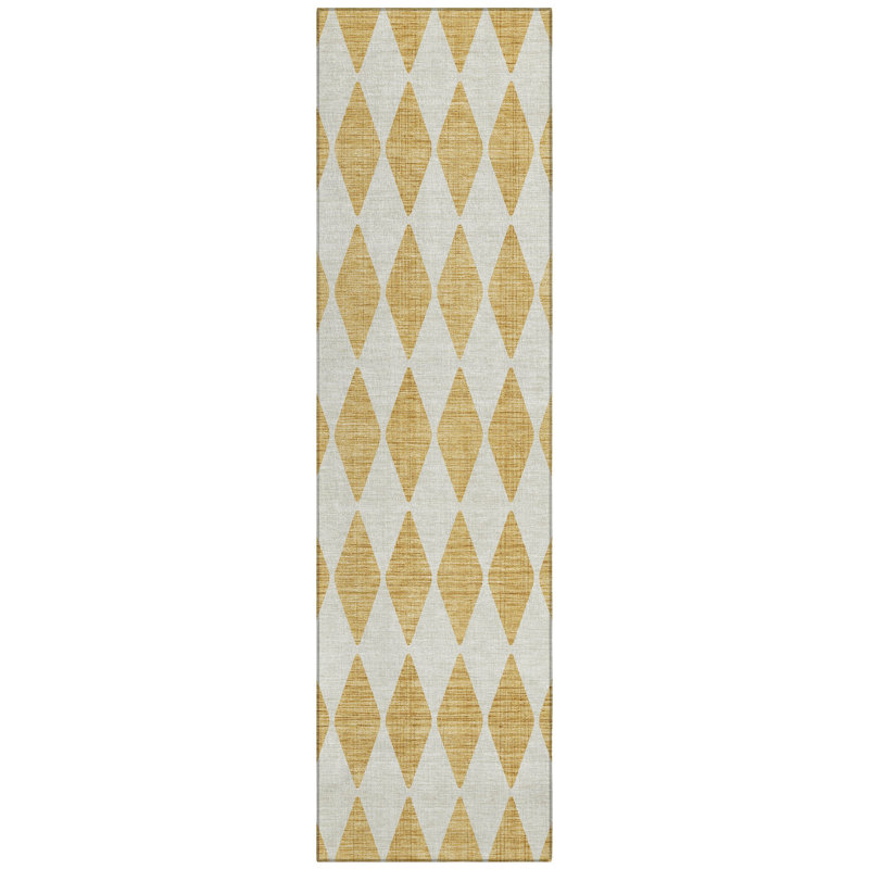 Fayme Washable Geometric Indoor / Outdoor Rug, Runner 2'3" x 7'6"