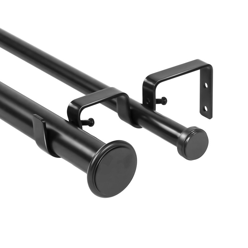 Tringle à rideaux double réglable 1 "Cousar, Noir, H 1 po x l 84 po x P 1 po