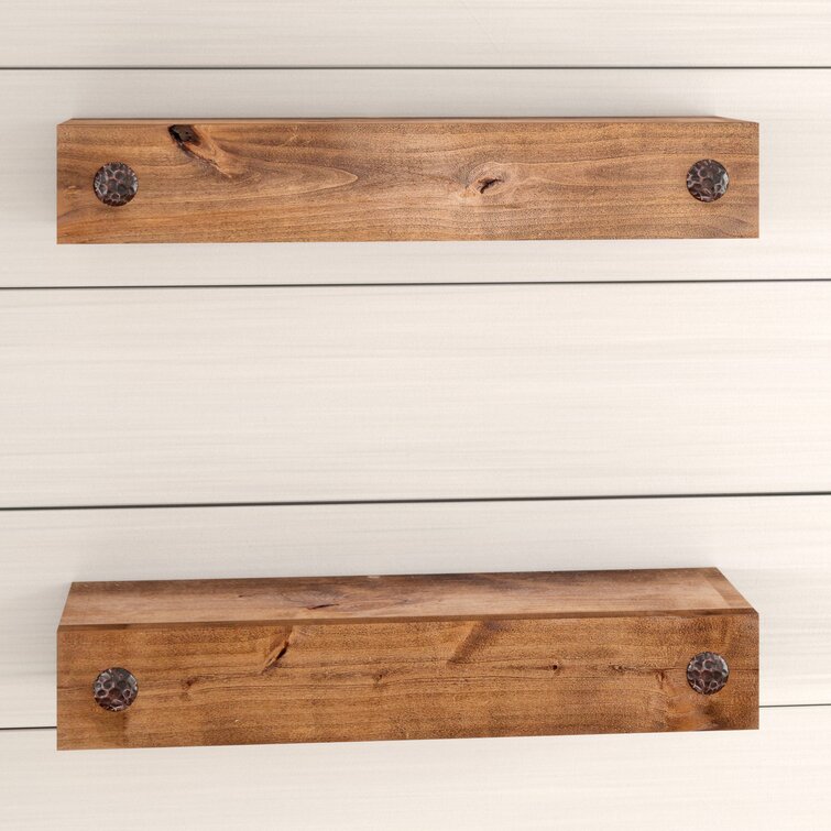 Aybar 2 Piece Alder Solid Wood Floating Shelf (Set of 2) Three Posts