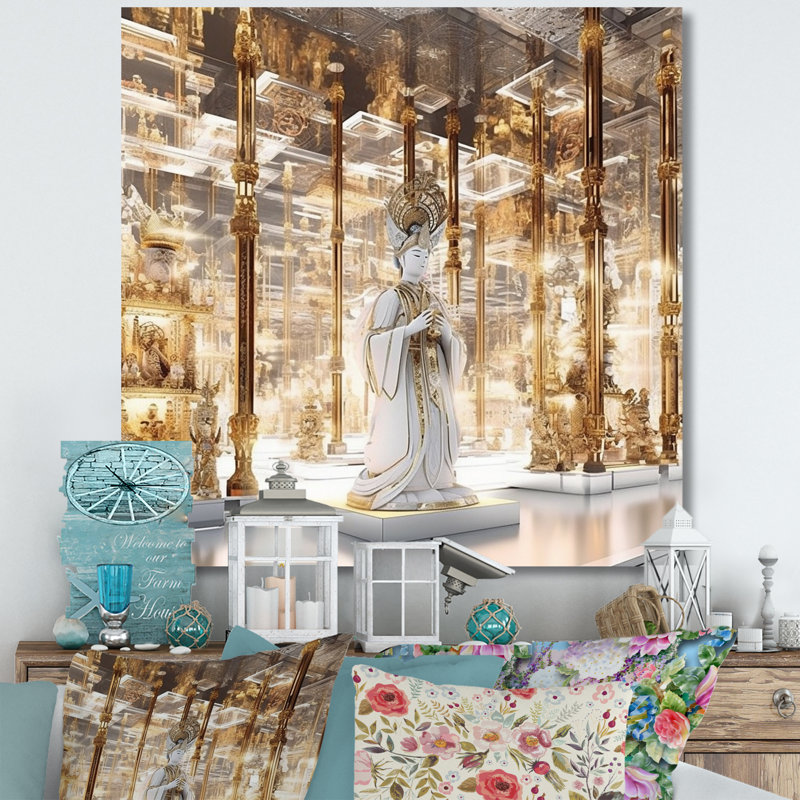 Déesse indoue blanche - élégance Divine - imprimé, Toile tendue, H 16 po x l 16 po x P 1 po