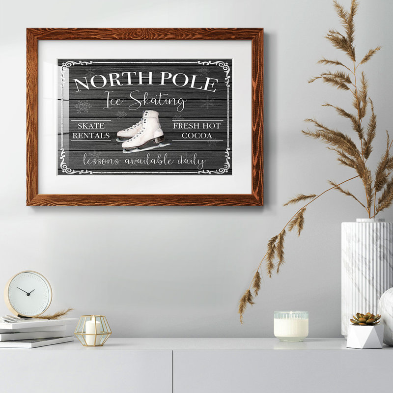 North Pole Ice Skating, reproduction d'art sur papier, Érable, H 18 po x l 26 po