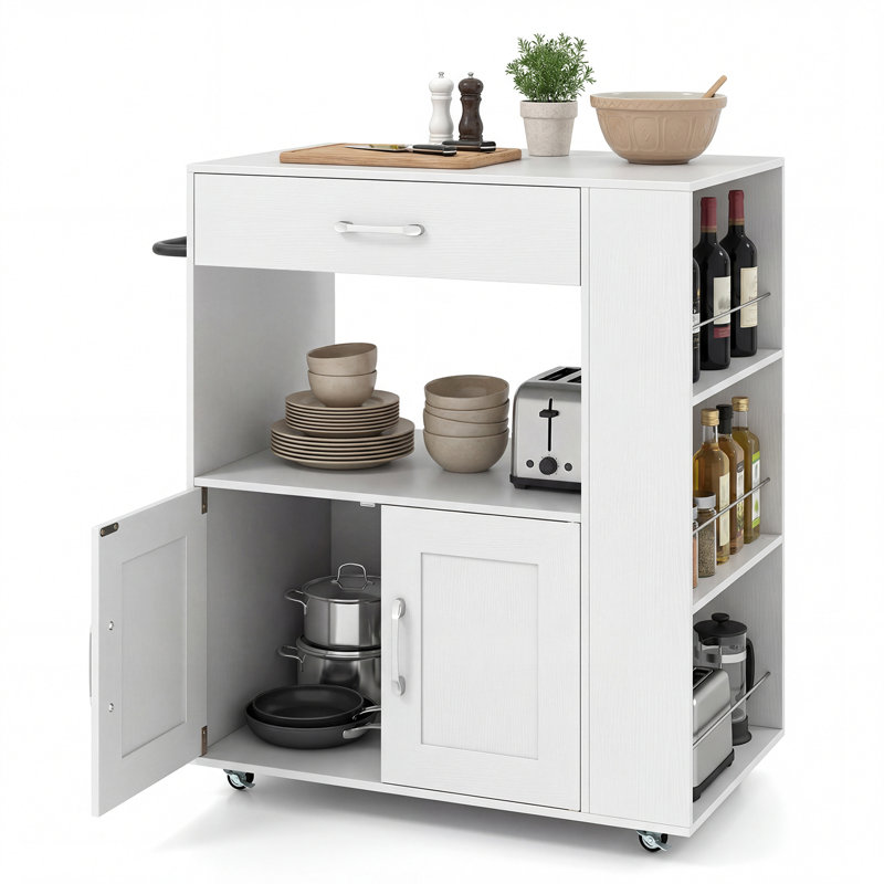 Wood Kitchen Cart, White