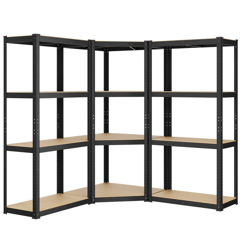 Aly 80cm W Metal Height -Adjustable Shelving Unit, Black, 160cm H x 150cm W x 150cm D