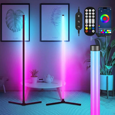 Tamma 164CM RGB Corner Floor Lamp, LED Standing Mood Light, Light Colour Changing, Remote Control