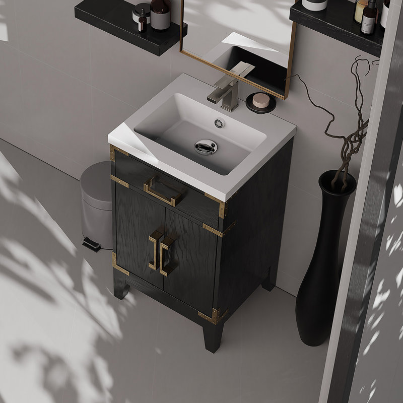 Meuble-lavabo simple 20 po X P 18 po P, comptoir en acrylique et Miroir
