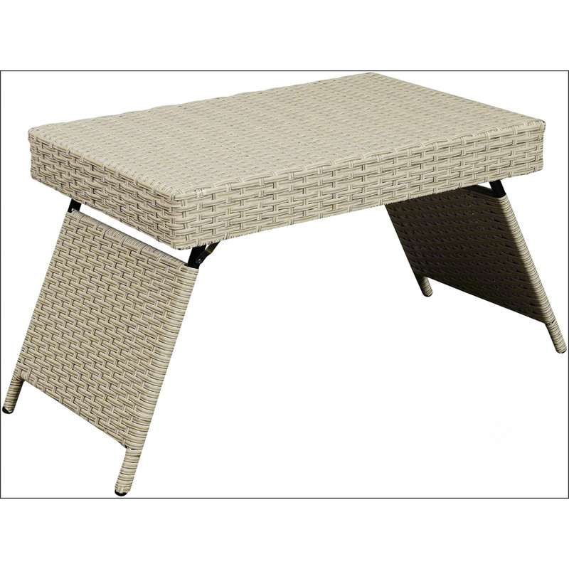Portable Folding Wicker Table, Lightweight And Durable For Easy Storage And Outdoor Use, Gray