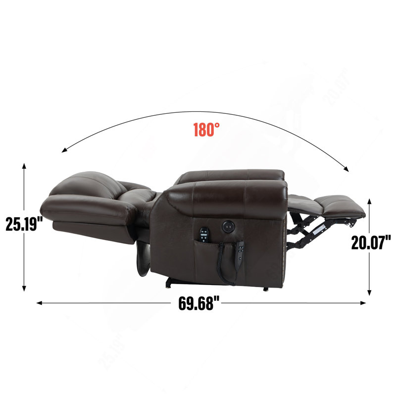 Power Lift Recliner Chair Heat Massage Dual Motor Infinite Position Up To 350 LBS, Faux Leather, Heavy Duty Motion Mechanism With USB Ports