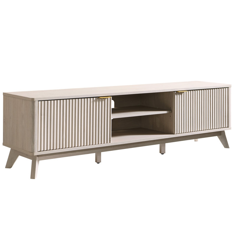 Console média 70 po Mid Century, Aulne blanc