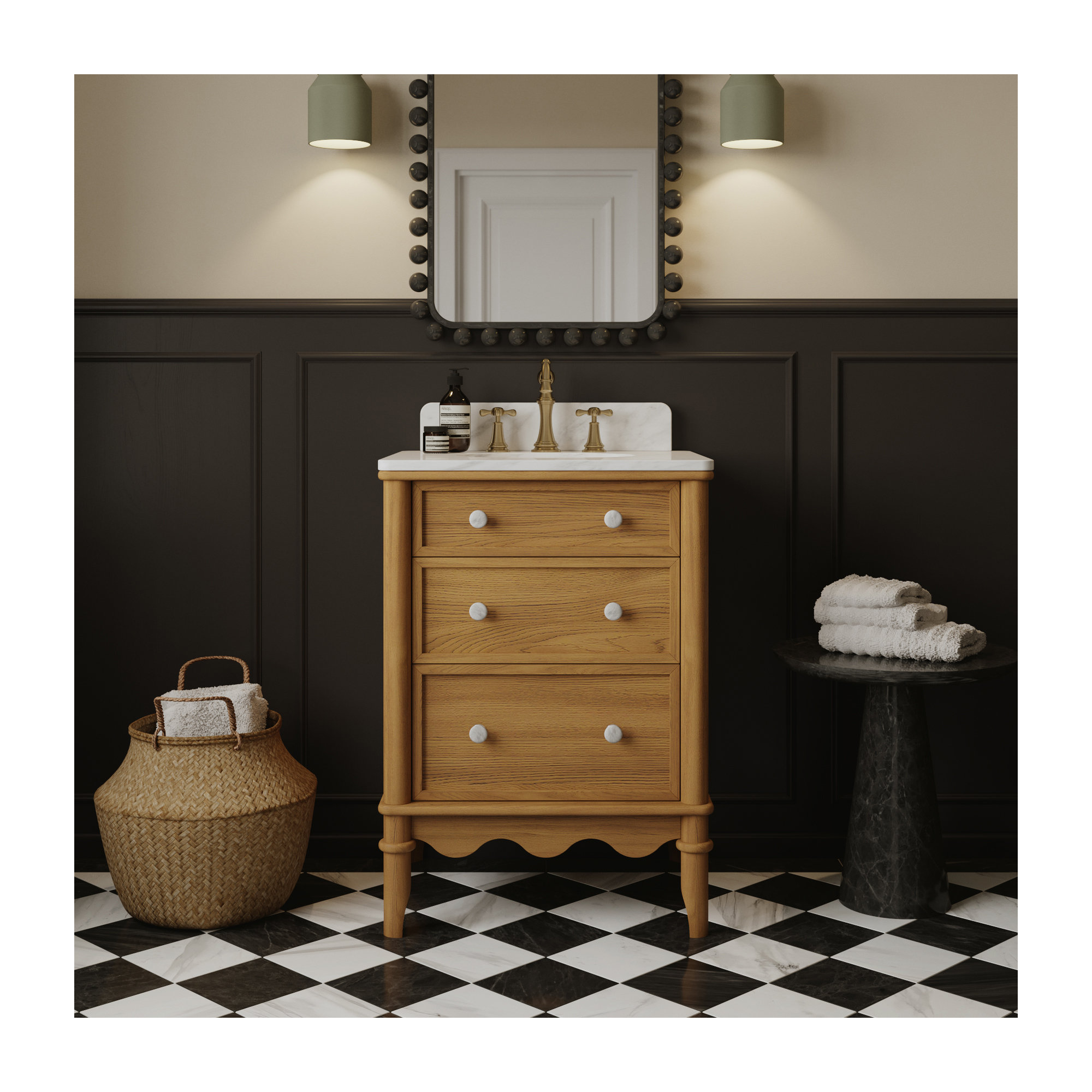Juliette Bathroom Vanity, Enhanced Natural Oak