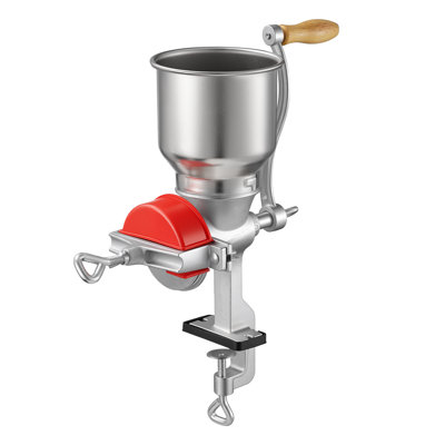 Manual Grain Mill with High Hopper, Hand-Crank Corn Grinder, Heavy Duty Cast Iron Wheat Grinding Mill with Stable Table Clamp & Dust Cover for Grains Spices Coffee Beans Nuts