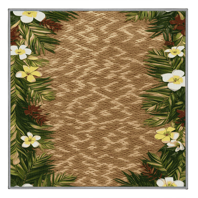  Tapis hawaïen lavable tissé Lei, Carré 6 pi