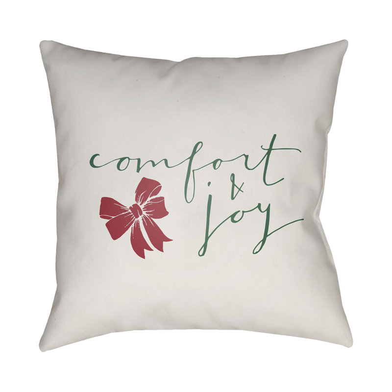 Comfort & Joy Indoor/Outdoor throw cushion, 18" H x 18" W x 4" D, White  Green