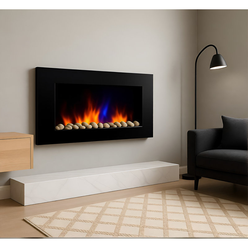 Wall-Mounted Fireplace With 7-Color Backlight And Flame Effects