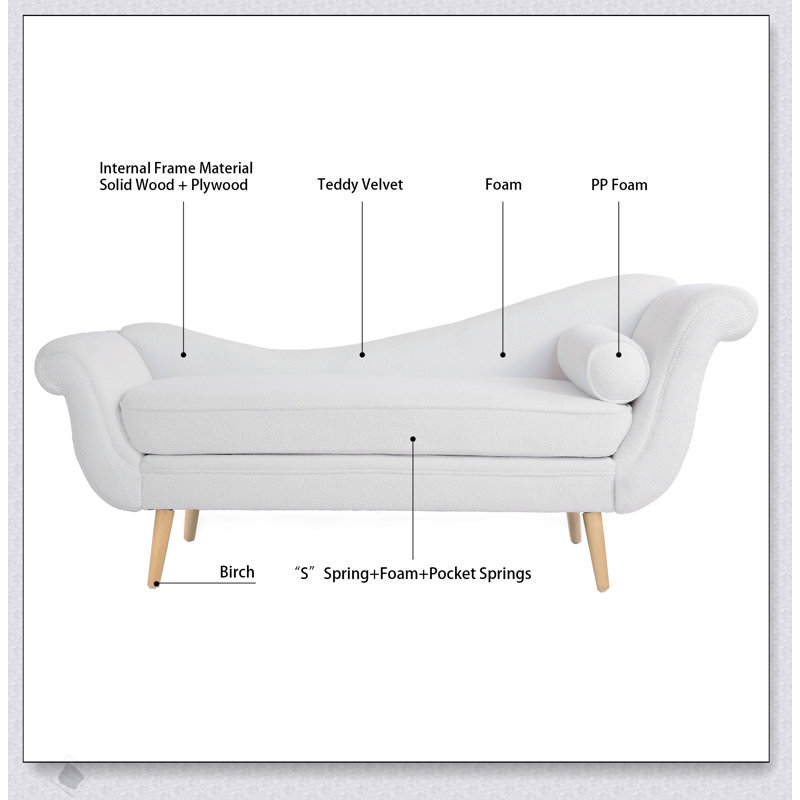 Chaise longue avec accoudoirs à volutes, rembourrage moelleux et conception de traîneau élégante pour un confort et une élégance modernes.