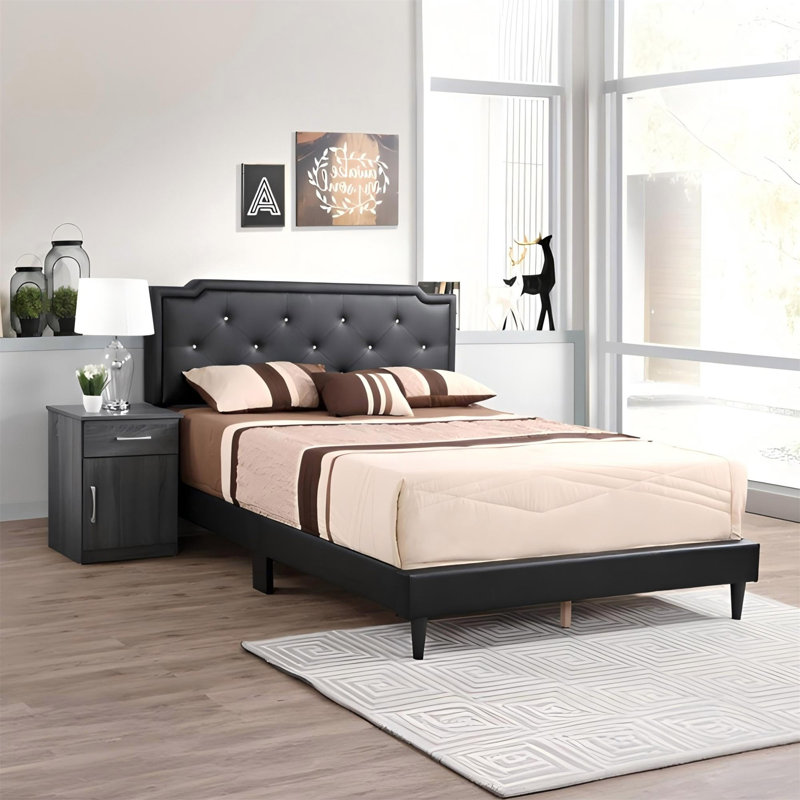 Élégant grand lit noir pour les chambres modernes