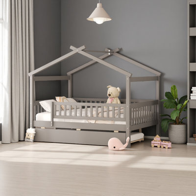 Lit en bois avec lit gigogne simple