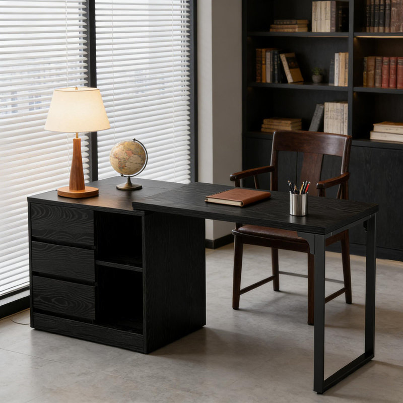 Bureau d'ordinateur de direction réversible en L avec rangement pour bureau personnel