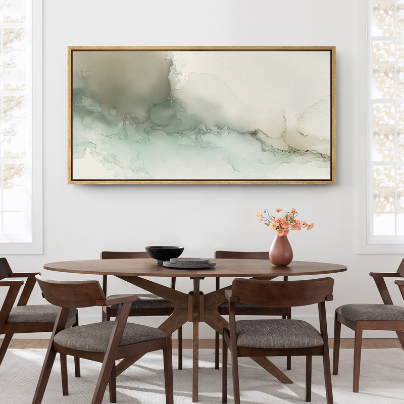 «Minimalist Wash Abstract Design», reproduction d'art sur toile encadrée très grande, Cadre naturel flottant