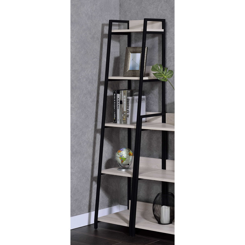 Ahlexis Ladder Bookcase with Open Compartments, (5 Shelves) 67” H x 16” W x 16” D, Beige incorrect