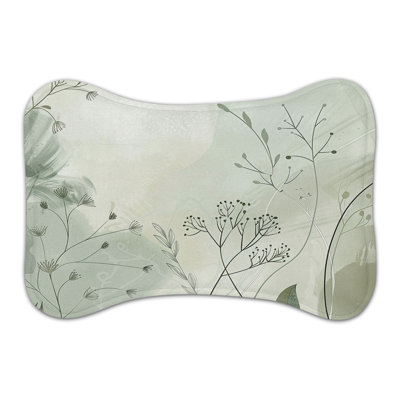 Simple Sage Flower Patterns - 1 Piece Bone Shape Feeding Mat