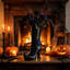 Vase de botte de sorcière gothique imprimé fleur de centre de table d'Halloween décorative pour foyer-640273782-640273785