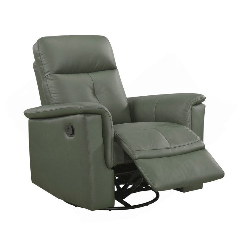 Fauteuil coulissant inclinable et pivotant en cuir vert