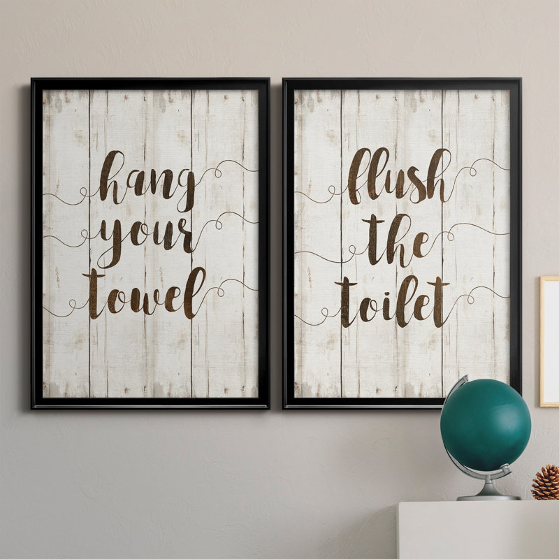 Suspendez votre serviette - ensemble de 2 pièces d'art textuel sur toile, H 26,5 po x l 73 po x P 1,5 po, Noir