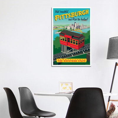 Pittsburgh Incline Travel Poster by Jim Zahniser - Wrapped Canvas Print