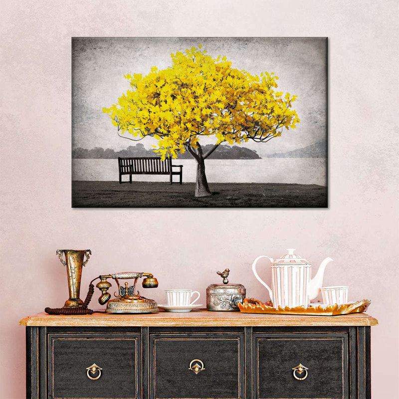 " Yellow Tree " by Julie P, 24" H x 36" W x 1.25" D