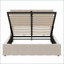 Lit plateforme double en lin avec rangement hydraulique - beige, aucun sommier tapissier requis