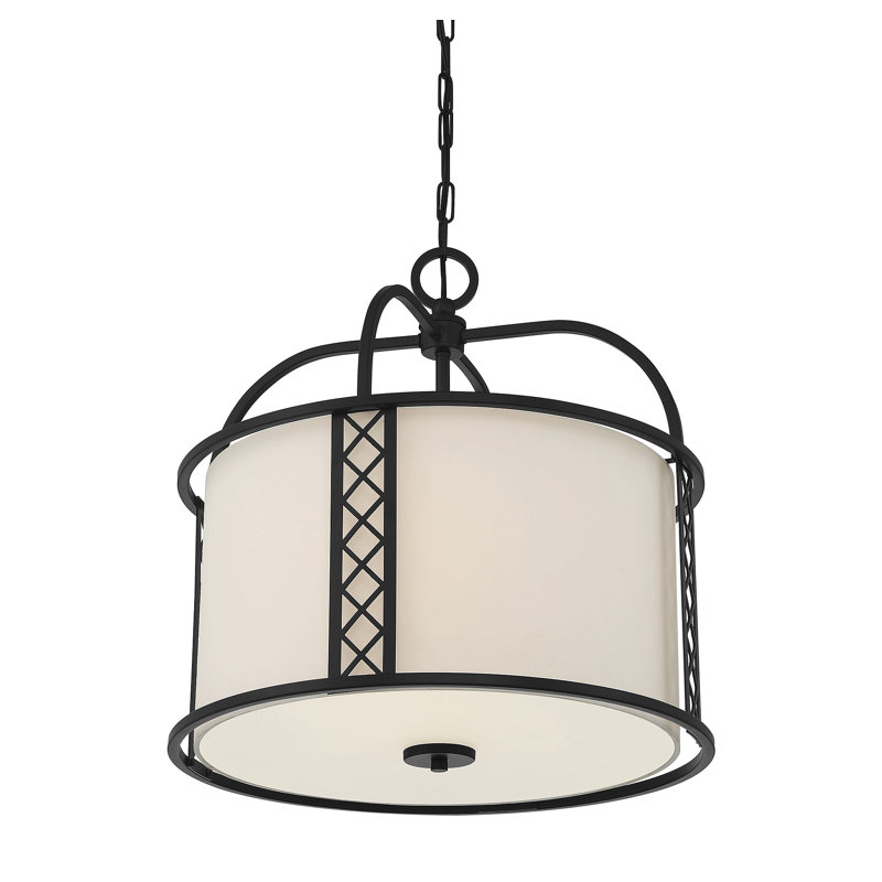 Luminaire suspendu tambour 3 lumières, Noir mat