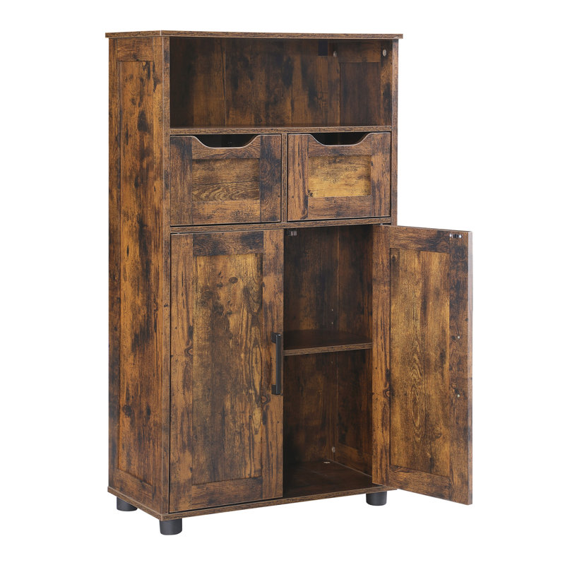 Armoire de rangement Farmhouse avec tablettes réglables, Brun