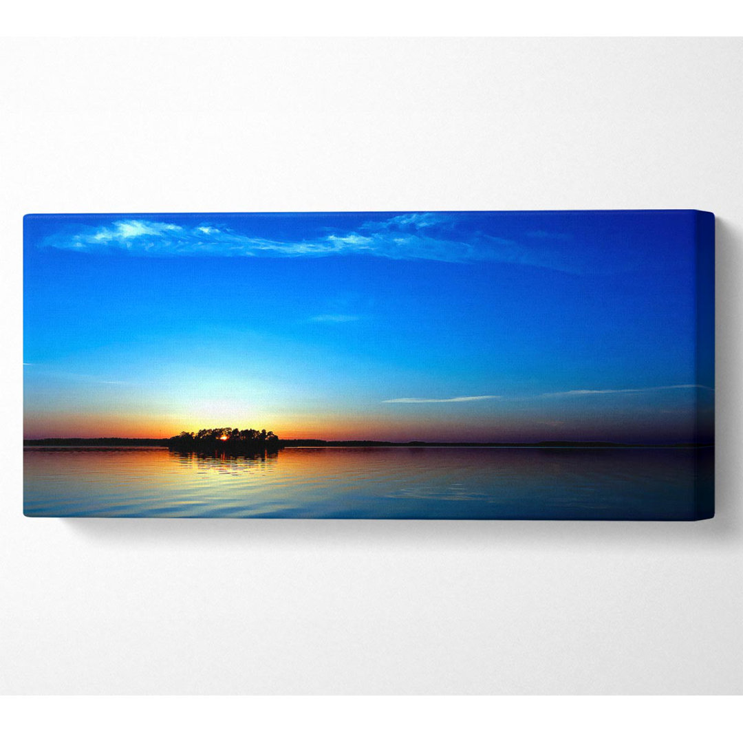 Blauer Sonnenuntergang Panoramaleinwand