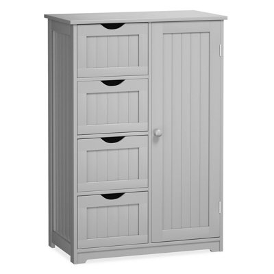Armoire intérieure debout en bois avec 4 tiroirs gris