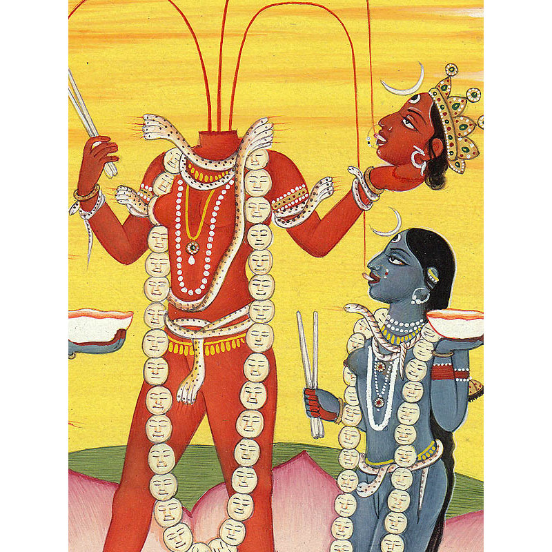 L'icographie Gory de Mahavidya Chhinnamasta | Aquarelle sur papier
