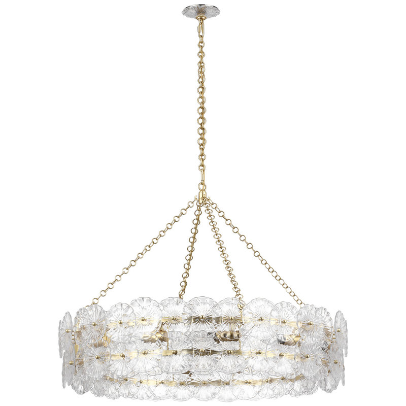 Julie Neill Gianna 36" Ring Chandelier with Clear Glass, Clear, Gold