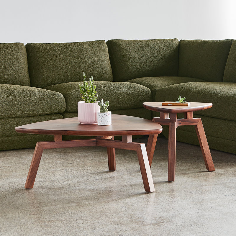 Solana Triangular End Table, Walnut