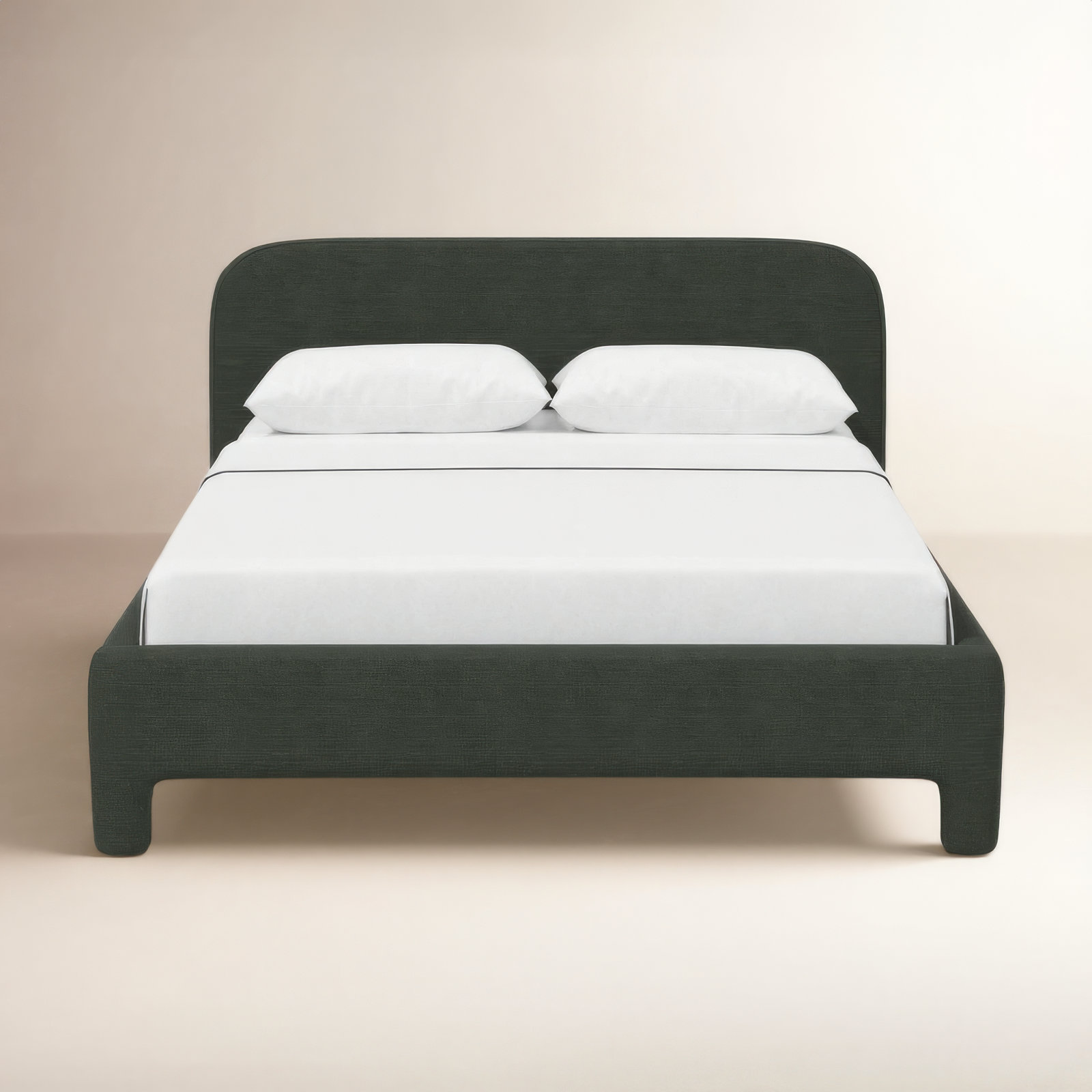 Illy Upholstered Bed, Queen, Classic Black Linen