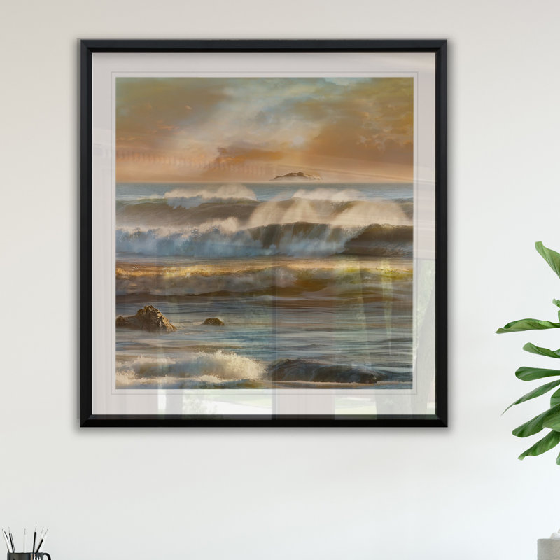 « lointain island ii », impression encadrée, H 26,5 po x l 26,5 po x P 1,5 po