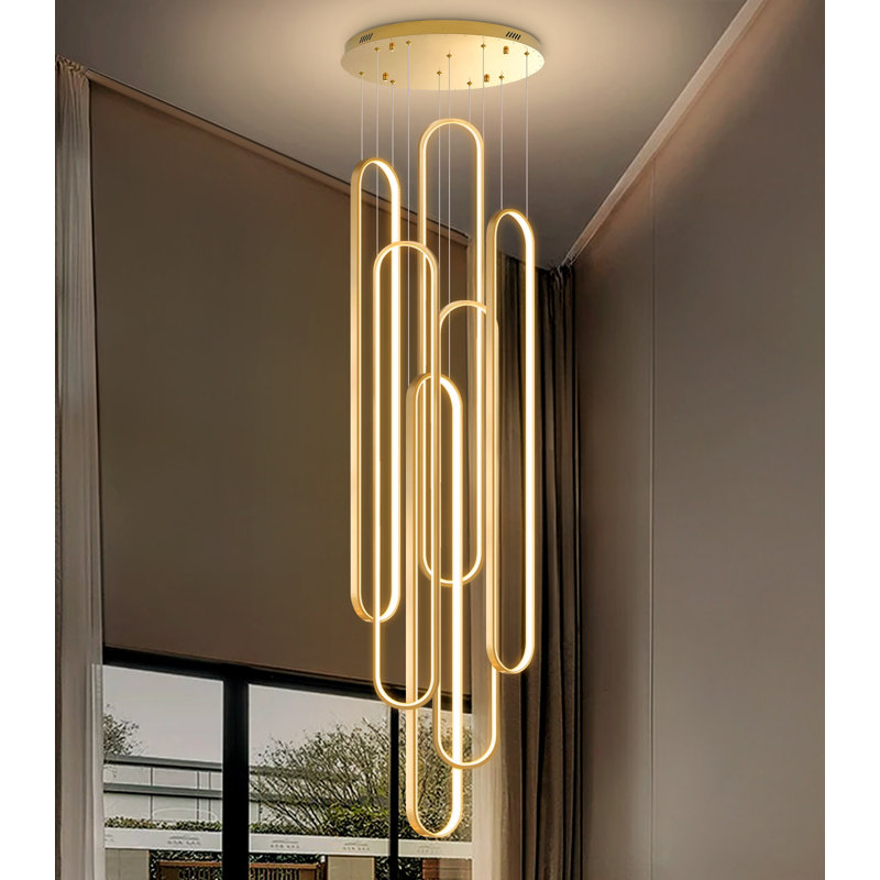 Lustre moderne avec lumière à intensité variable, Doré