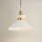 Orbit Bowl Modern Pendant Light – 17" Metal Gold, Ivory White Cone 1-Light Hardwired Adjustable Hanging Light Fixture for Kitchen Island or Dining Room in Mid-Century, Scandinavian, and Contemporary Style
