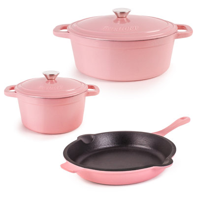 Batterie de cuisine en fonte 5 pièces BergHOFF Neo avec 3 pintes, 5 pintes Fours hollandais couverts et poêle à frire