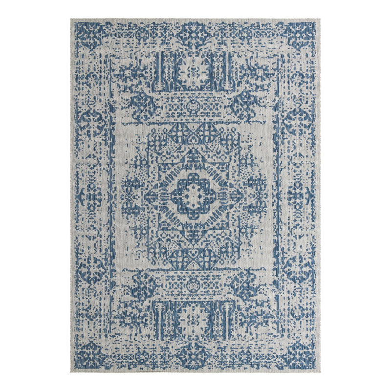 Cowell Oriental Blue/Gray Indoor/Outdoor Area Rug, Rectangle 10' x 14'