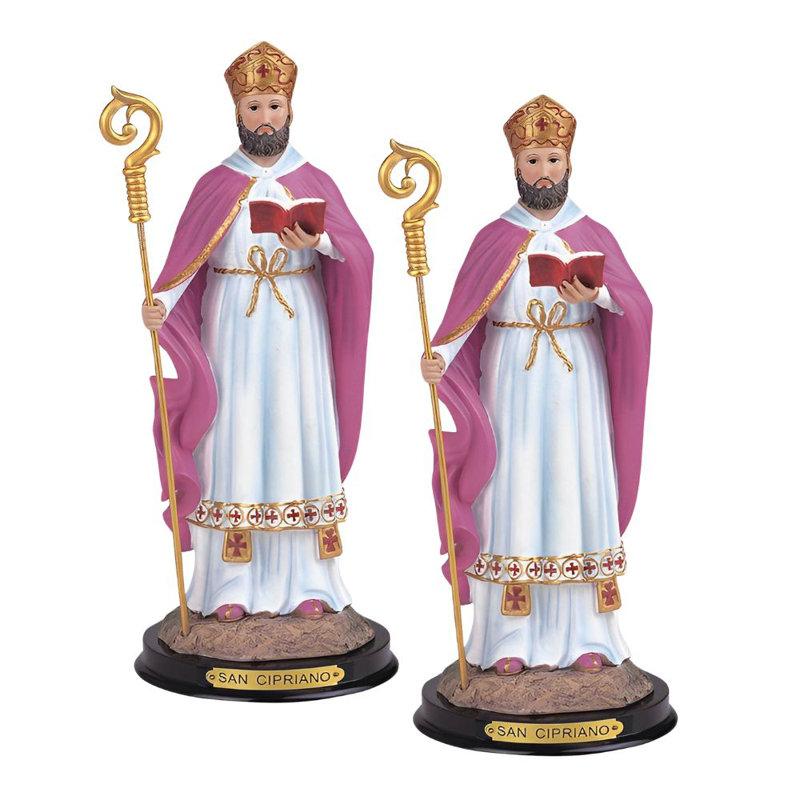 "Ensemble de 2 pièces" ICE ARMOUR 12 "H Saint Cipriano Statue Figurine de statue sacrée ornement de décoration de maison / chambre et idées de cadeaux parfaits pour le réchauffement de la maison, les fêtes et les anniversaires