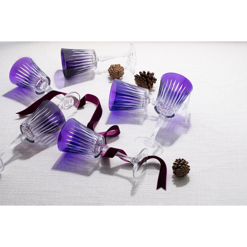 Elegant Purple Crystal Goblet Set of 6